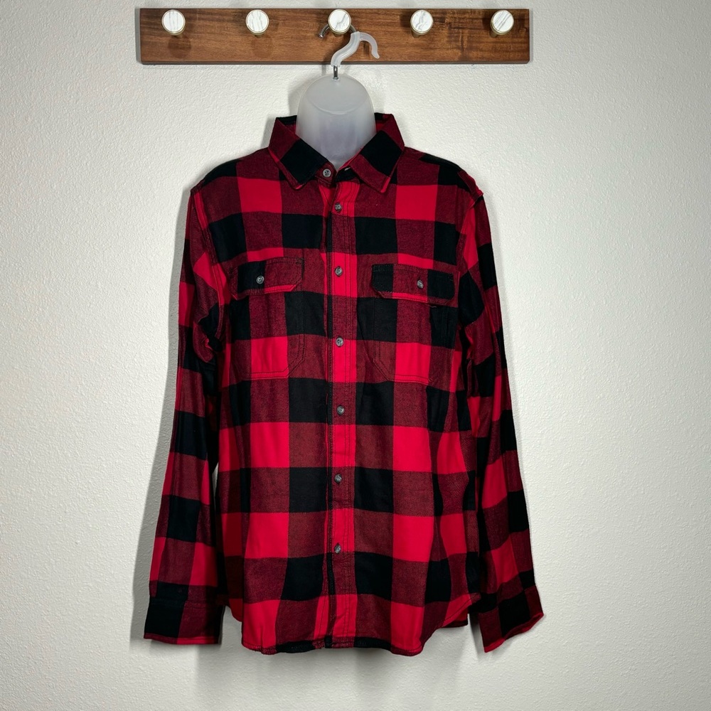 George Men’s Size Medium Red Black Flannel Unisex